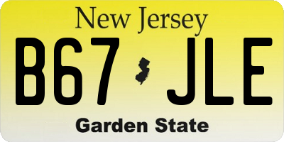 NJ license plate B67JLE