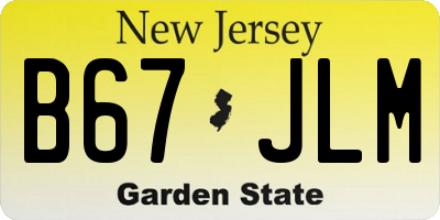 NJ license plate B67JLM