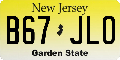 NJ license plate B67JLO