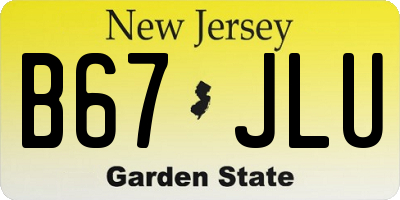 NJ license plate B67JLU