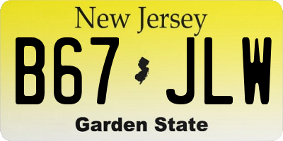 NJ license plate B67JLW