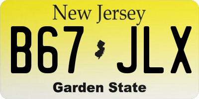 NJ license plate B67JLX