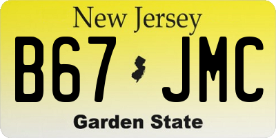 NJ license plate B67JMC