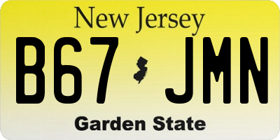 NJ license plate B67JMN