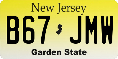 NJ license plate B67JMW