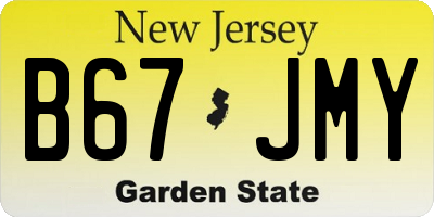 NJ license plate B67JMY