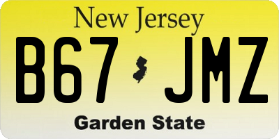 NJ license plate B67JMZ
