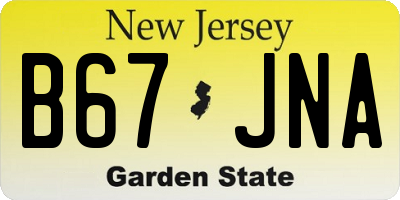 NJ license plate B67JNA