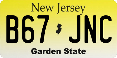 NJ license plate B67JNC