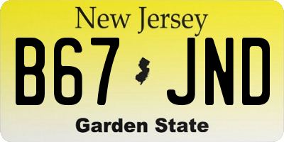 NJ license plate B67JND