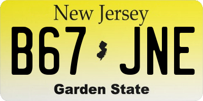 NJ license plate B67JNE