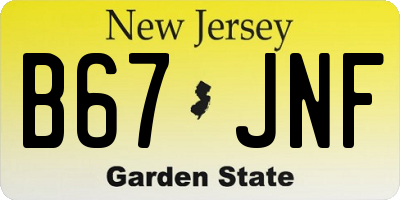 NJ license plate B67JNF
