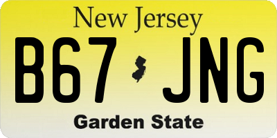 NJ license plate B67JNG