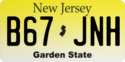 NJ license plate B67JNH
