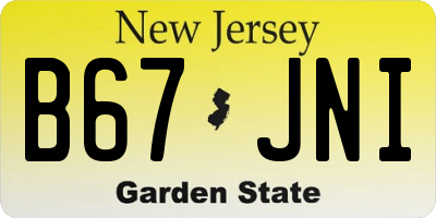 NJ license plate B67JNI