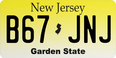 NJ license plate B67JNJ