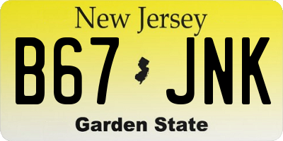NJ license plate B67JNK