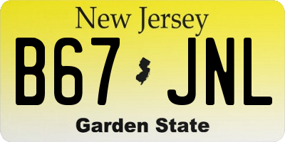 NJ license plate B67JNL