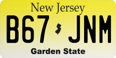 NJ license plate B67JNM