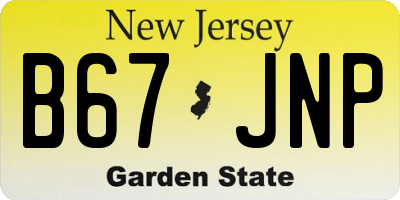 NJ license plate B67JNP