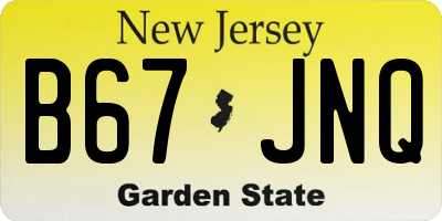NJ license plate B67JNQ