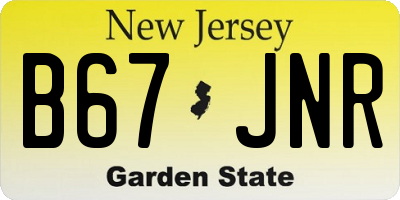 NJ license plate B67JNR