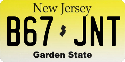 NJ license plate B67JNT