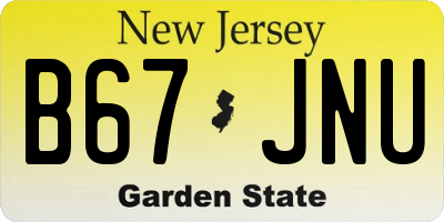 NJ license plate B67JNU