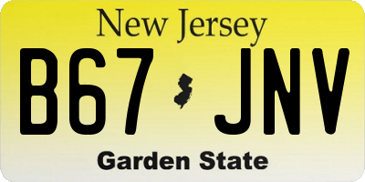 NJ license plate B67JNV