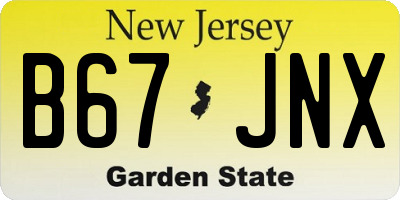 NJ license plate B67JNX