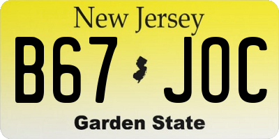 NJ license plate B67JOC