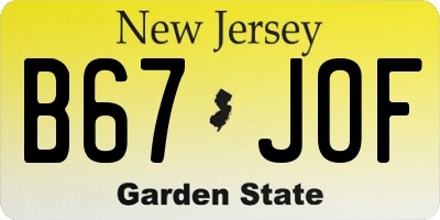 NJ license plate B67JOF