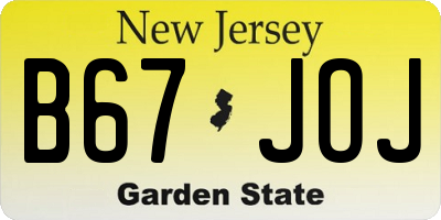 NJ license plate B67JOJ