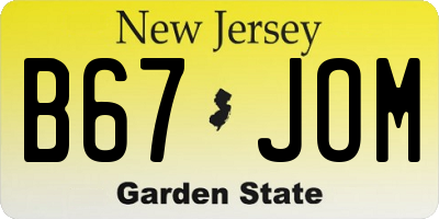NJ license plate B67JOM