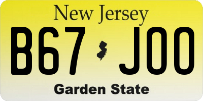 NJ license plate B67JOO