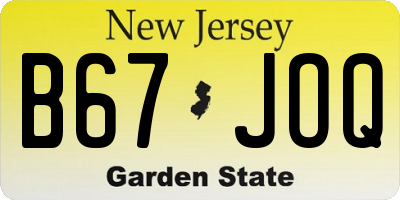 NJ license plate B67JOQ