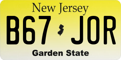 NJ license plate B67JOR