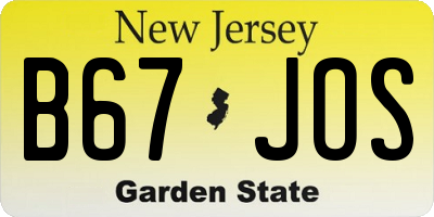 NJ license plate B67JOS