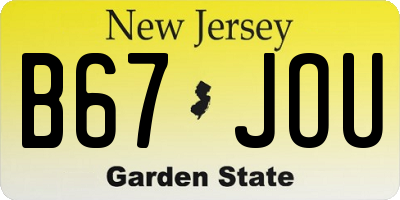 NJ license plate B67JOU