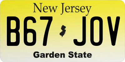 NJ license plate B67JOV