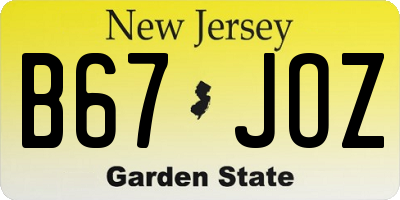 NJ license plate B67JOZ