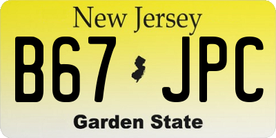 NJ license plate B67JPC