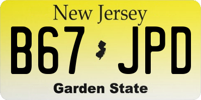 NJ license plate B67JPD