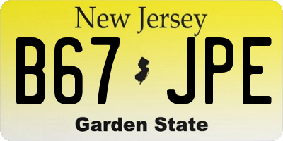 NJ license plate B67JPE