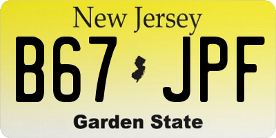 NJ license plate B67JPF