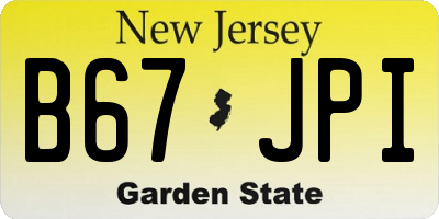 NJ license plate B67JPI