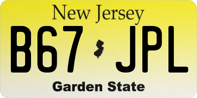 NJ license plate B67JPL