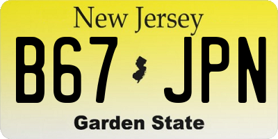 NJ license plate B67JPN