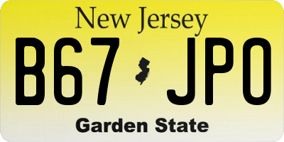 NJ license plate B67JPO