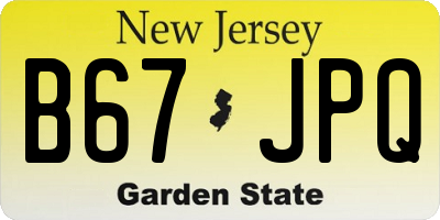 NJ license plate B67JPQ